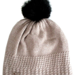 Frost Hats 95% Cashmere Hat with Rabbit Fur Pom